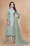 DESIGNER CHINON SILK EMBROIDERY THREAD AND SEQUENCE WORK TOP BOTTOM WITH DUPATTA FESTIVE WEAR WHOLESALE PRICE ETHNIC GARMENT (3)