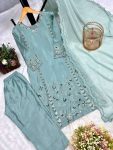 DESIGNER CHINON SILK EMBROIDERY THREAD AND SEQUENCE WORK TOP BOTTOM WITH DUPATTA FESTIVE WEAR WHOLESALE PRICE ETHNIC GARMENT (3)