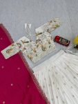 DESIGNER CHINON SILK THREAD EMBROIDERY WORK LEHENGA CHOLI WITH DUPATTA WEDDING WEAR WHOLESALE PRICE ETHNIC GARMENT (9)