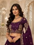 DESIGNER CHINON SILK THREAD EMBROIDERY WORK LEHENGA CHOLI WITH DUPATTA WEDDING WEAR WHOLESALE PRICE ETHNIC GARMENT (2)