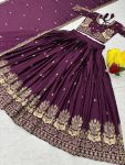 DESIGNER CHINON SILK THREAD EMBROIDERY WORK LEHENGA CHOLI WITH DUPATTA WEDDING WEAR WHOLESALE PRICE ETHNIC GARMENT (2)