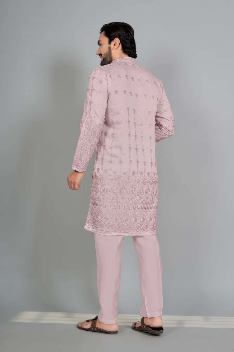 DESIGNER COTTON SILK EMBROIDERY WORK MEN'S KURTA PAYJAMA FESTIVE WEAR WHOLESALE PRICE ETHNIC GARMENT (11)