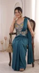 DESIGNER CREPE EMBROIDERY WORK READY TO WEAR SAREE WITH STITCHED BLOUSE PARTY WEAR WHOLESALE PRICE ETHNIC GARMENT (8)