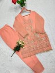 DESIGNER CRUNCHY SILK EMBROIDERY BEADS AND MATKA LACE WORK CO-ORD SET FESTIVE WEAR WHOLESALE PRICE ETHNIC GARMENT (4)