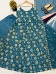 DESIGNER CRUSH SILK BEADS HAND WORK AND EMBROIDERY WORK GOWN BOTTOM WITH DUPATTA FESTIVE WEAR WHOLESALE PRICE ETHNIC GARMENT (2)