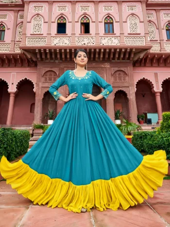 DESIGNER FAUX GEORGETTE EMBROIDERY WORK GOWN RAMA