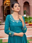DESIGNER FAUX GEORGETTE EMBROIDERY WORK GOWN FESTIVE WEAR WHOLESALE PRICE ETHNIC GARMENT (1)