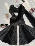 DESIGNER FAUX GEORGETTE THREAD WITH SEQUENCE WORK CHOLI SHARARA WITH DUPATTA PARTY WEAR WHOLESALE PRICE ETHNIC GARMENT (3)