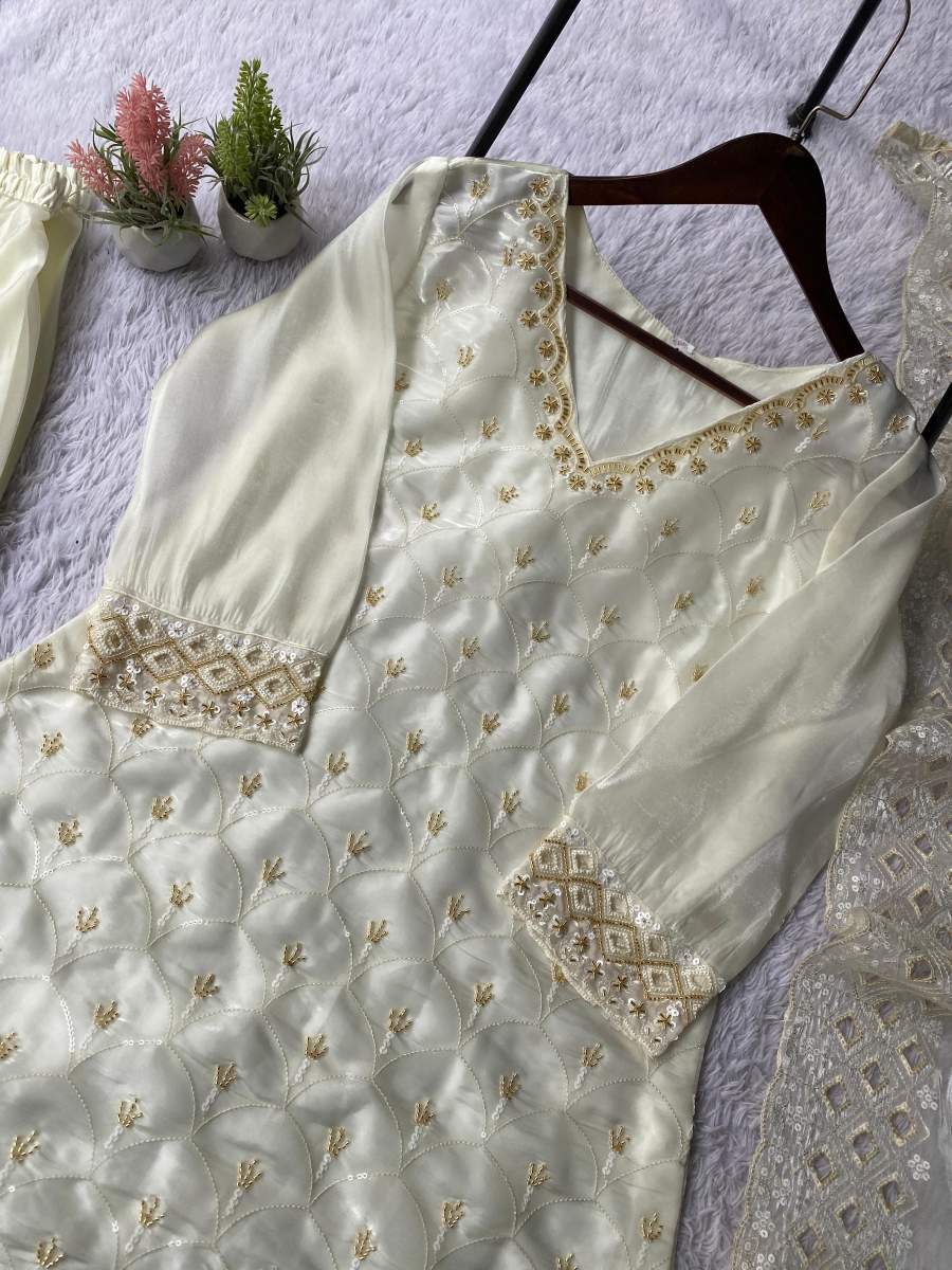 DESIGNER FENDY BEADS WITH SEQUENCE EMBROIDERY & CUT WORK TOP PALAZZO WITH DUPATTA FESTIVE WEAR WHOLESALE PRICE ETHNIC GARMENT (1)