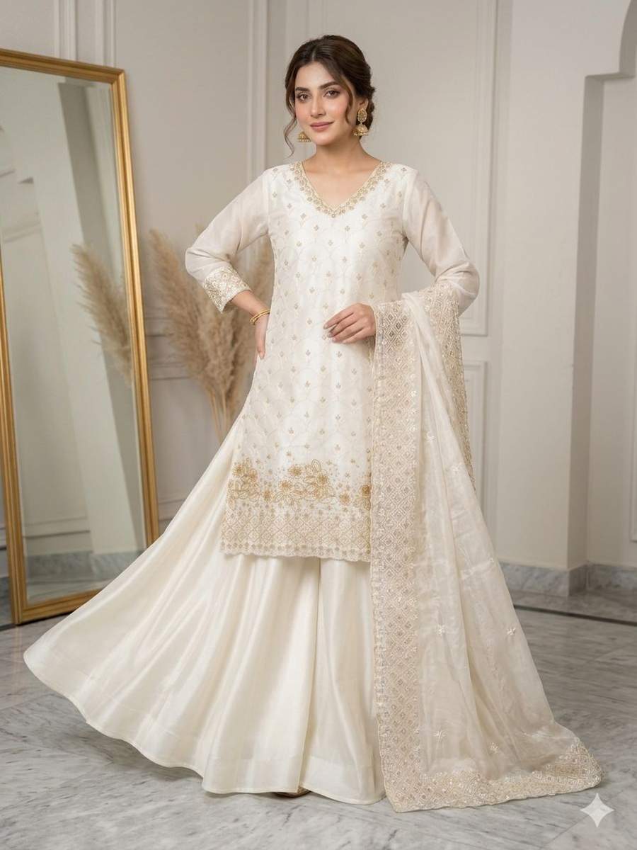 DESIGNER FENDY BEADS WITH SEQUENCE EMBROIDERY & CUT WORK TOP PALAZZO WITH DUPATTA FESTIVE WEAR WHOLESALE PRICE ETHNIC GARMENT (5)