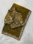 DESIGNER FENDY SATIN SILK 3BEADS, SEQUNCE & CUTDANA EMBROIDERY WORK LACE BORDER WORK SAREE WITH STITCHED BLOUSE WEDDING WEAR WHOLESALE PRICE ETHNIC GARMENT (5)
