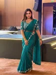DESIGNER FENDY SATIN SILK BEADS & SEQUENCE EMBROIDERY WORK LACE BORDER SAREE WITH STITCHED BLOUSE WEDDING WEAR WHOLESALE PRICE ETHNIC GARMENT (20)