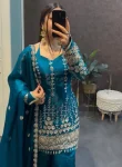 DESIGNER FENDY SATIN SILK EMBROIDERY 5 MM SEQUENCE WORK TOP PALAZZO WITH DUPATTA FESTIVE WEAR WHOLESALE PRICE ETHNIC GARMENT (2)