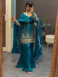 DESIGNER FENDY SATIN SILK EMBROIDERY 5 MM SEQUENCE WORK TOP PALAZZO WITH DUPATTA FESTIVE WEAR WHOLESALE PRICE ETHNIC GARMENT (2)