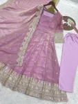DESIGNER FENDY SATIN SILK EMBROIDERY CODING AND SEQUENCE WORK GOWN BOTTOM WITH DUPATTA FESTIVE WEAR WHOLESALE PRICE ETHNIC GARMENT (12)