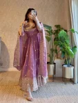 DESIGNER FENDY SATIN SILK EMBROIDERY CODING AND SEQUENCE WORK GOWN BOTTOM WITH DUPATTA FESTIVE WEAR WHOLESALE PRICE ETHNIC GARMENT (12)