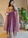 DESIGNER FENDY SATIN SILK EMBROIDERY CODING AND SEQUENCE WORK GOWN BOTTOM WITH DUPATTA FESTIVE WEAR WHOLESALE PRICE ETHNIC GARMENT (12)