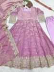 DESIGNER FENDY SATIN SILK EMBROIDERY CODING AND SEQUENCE WORK GOWN BOTTOM WITH DUPATTA FESTIVE WEAR WHOLESALE PRICE ETHNIC GARMENT (12)