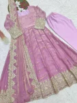 DESIGNER FENDY SATIN SILK EMBROIDERY CODING AND SEQUENCE WORK GOWN BOTTOM WITH DUPATTA FESTIVE WEAR WHOLESALE PRICE ETHNIC GARMENT (12)