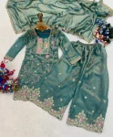 DESIGNER FENDY SILK CODING SEQUENCE & THREAD WORK TOP BOTTOM WITH DUPATTA FESTIVE WEAR WHOLESALE PRICE ETHNIC GARMENT (3)