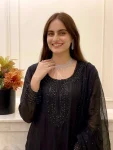 DESIGNER FENDY SILK EMBROIDERY BEADS WORK TOP BOTTOM WITH DUPATTA FESTIVE WEAR WHOLESALE PRICE ETHNIC GARMENT (8)
