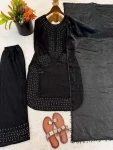 DESIGNER FENDY SILK EMBROIDERY BEADS WORK TOP BOTTOM WITH DUPATTA FESTIVE WEAR WHOLESALE PRICE ETHNIC GARMENT (8)