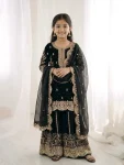 DESIGNER FENDY SILK EMBROIDERY CODING AND SEQUENCE WORK KID’S TOP PALAZZO WITH DUPATTA WHOLESALE PRICE ETHNIC GARMENT (24)