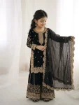 DESIGNER FENDY SILK EMBROIDERY CODING AND SEQUENCE WORK KID’S TOP PALAZZO WITH DUPATTA WHOLESALE PRICE ETHNIC GARMENT (24)