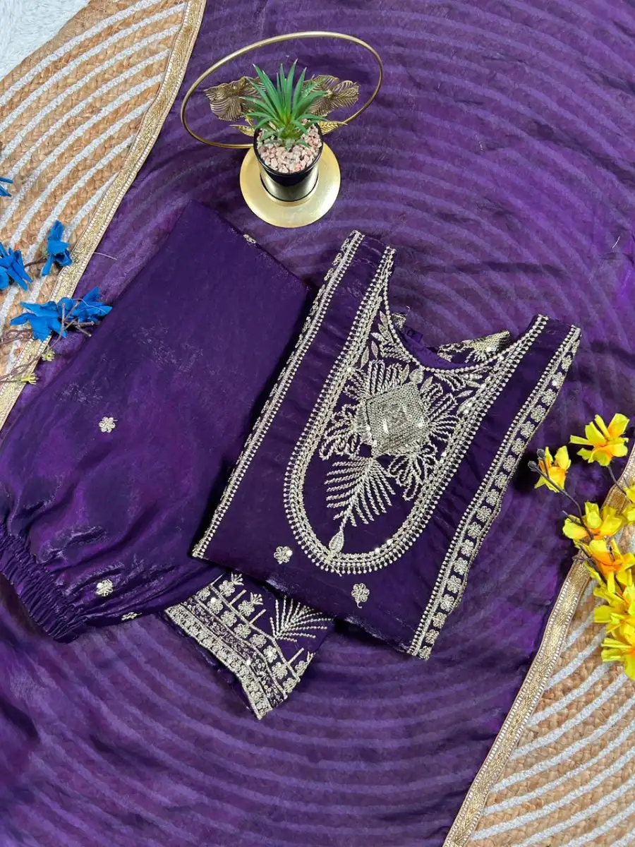 DESIGNER FENDY SILK EMBROIDERY SEQUENCE WORK KID'S TOP PALAZZO WITH DUPATTA FESTIVE WEAR WHOLESALE PRICE ETHNIC GARMENT (13)