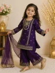 DESIGNER FENDY SILK EMBROIDERY SEQUENCE WORK KID’S TOP PALAZZO WITH DUPATTA FESTIVE WEAR WHOLESALE PRICE ETHNIC GARMENT (2)