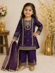 DESIGNER FENDY SILK EMBROIDERY SEQUENCE WORK KID’S TOP PALAZZO WITH DUPATTA FESTIVE WEAR WHOLESALE PRICE ETHNIC GARMENT (2)