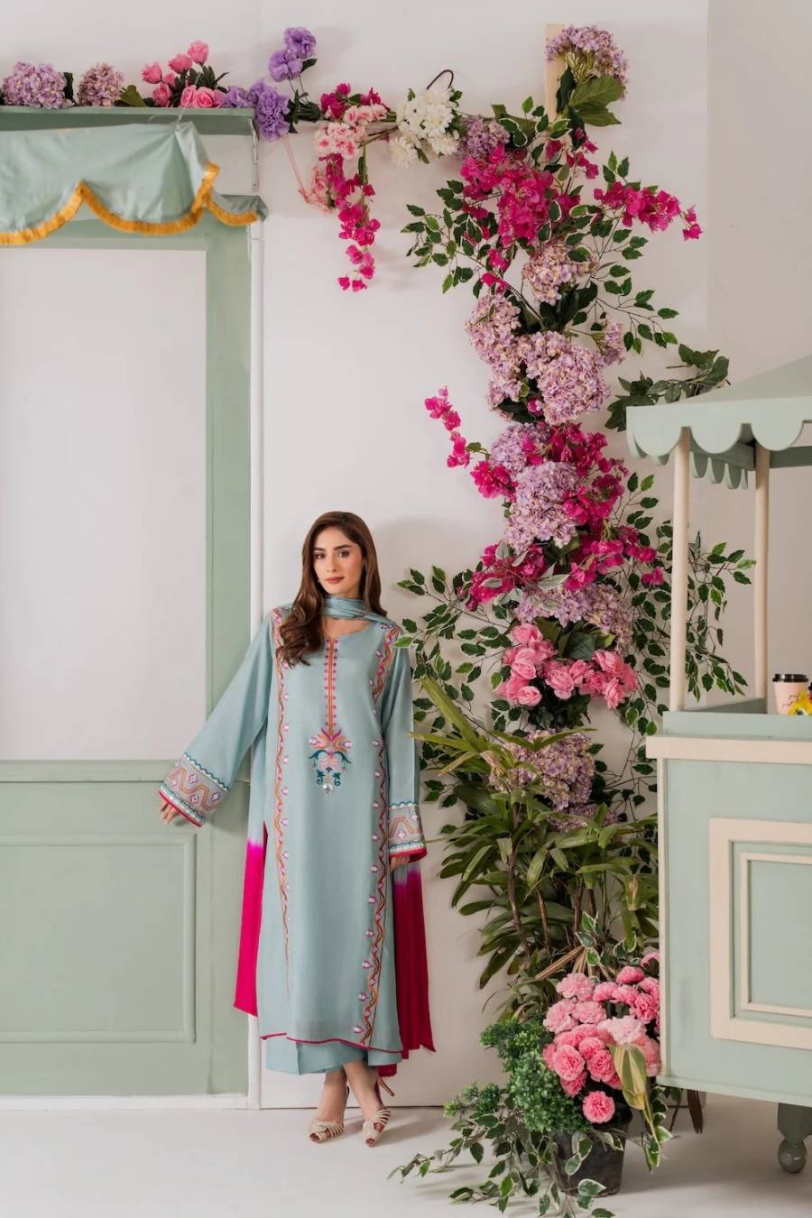 DESIGNER FRENCH CREPE EMBROIDERY SEQUENCE WORK TOP BOTTOM WITH DUPATTA FESTIVE WEAR WHOLESALE PRICE ETHNIC GARMENT (6)