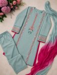 DESIGNER FRENCH CREPE EMBROIDERY SEQUENCE WORK TOP BOTTOM WITH DUPATTA FESTIVE WEAR WHOLESALE PRICE ETHNIC GARMENT (2)