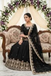 DESIGNER FRENCH SILK EMBROIDERY SEQUENCE WITH REAL MIRROR HAND WORK TOP LEHENGA WITH DUPATTA FESTIVE WEAR WHOLESALE PRICE ETHNIC GARMENT (5)