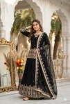 DESIGNER FRENCH SILK EMBROIDERY SEQUENCE WITH REAL MIRROR HAND WORK TOP LEHENGA WITH DUPATTA FESTIVE WEAR WHOLESALE PRICE ETHNIC GARMENT (5)