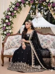 DESIGNER FRENCH SILK EMBROIDERY SEQUENCE WITH REAL MIRROR HAND WORK TOP LEHENGA WITH DUPATTA FESTIVE WEAR WHOLESALE PRICE ETHNIC GARMENT (5)