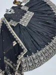 DESIGNER FRENCH SILK EMBROIDERY SEQUENCE WITH REAL MIRROR HAND WORK TOP LEHENGA WITH DUPATTA FESTIVE WEAR WHOLESALE PRICE ETHNIC GARMENT (5)