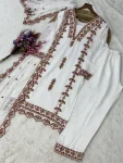 DESIGNER GEORGETTE EMBROIDERED COTTON THREAD WORK TOP BOTTOM WITH DUPATTA FESTIVE WEAR WHOLESALE PRICE ETHNIC GARMENT (9)