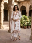DESIGNER GEORGETTE EMBROIDERED COTTON THREAD WORK TOP BOTTOM WITH DUPATTA FESTIVE WEAR WHOLESALE PRICE ETHNIC GARMENT (9)