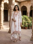 DESIGNER GEORGETTE EMBROIDERED COTTON THREAD WORK TOP BOTTOM WITH DUPATTA FESTIVE WEAR WHOLESALE PRICE ETHNIC GARMENT (9)