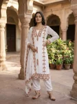 DESIGNER GEORGETTE EMBROIDERED COTTON THREAD WORK TOP BOTTOM WITH DUPATTA FESTIVE WEAR WHOLESALE PRICE ETHNIC GARMENT (9)