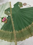 DESIGNER GEORGETTE EMBROIDERY SEQUENCE WORK GOWN WITH DUPATTA FESTIVE WEAR WHOLESALE PRICE ETHNIC GARMENT (13)