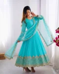 DESIGNER GEORGETTE EMBROIDERY SEQUENCE WORK GOWN WITH DUPATTA FESTIVE WEAR WHOLESALE PRICE ETHNIC GARMENT (14)