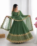 DESIGNER GEORGETTE EMBROIDERY SEQUENCE WORK GOWN WITH DUPATTA FESTIVE WEAR WHOLESALE PRICE ETHNIC GARMENT (13)