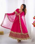 DESIGNER GEORGETTE EMBROIDERY SEQUENCE WORK GOWN WITH DUPATTA FESTIVE WEAR WHOLESALE PRICE ETHNIC GARMENT (10)