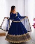 DESIGNER GEORGETTE EMBROIDERY SEQUENCE WORK GOWN WITH DUPATTA FESTIVE WEAR WHOLESALE PRICE ETHNIC GARMENT (14)