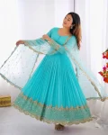 DESIGNER GEORGETTE EMBROIDERY SEQUENCE WORK GOWN WITH DUPATTA FESTIVE WEAR WHOLESALE PRICE ETHNIC GARMENT (14)
