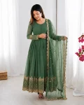 DESIGNER GEORGETTE EMBROIDERY SEQUENCE WORK GOWN WITH DUPATTA FESTIVE WEAR WHOLESALE PRICE ETHNIC GARMENT (13)