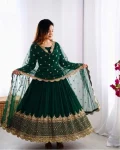 DESIGNER GEORGETTE EMBROIDERY SEQUENCE WORK GOWN WITH DUPATTA FESTIVE WEAR WHOLESALE PRICE ETHNIC GARMENT (11)