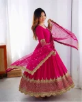 DESIGNER GEORGETTE EMBROIDERY SEQUENCE WORK GOWN WITH DUPATTA FESTIVE WEAR WHOLESALE PRICE ETHNIC GARMENT (10)